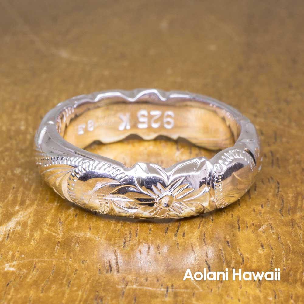 Heavy Barrel Hawaiian Jewelry Ring - Hand Engraved Sterling Silver Ring (6mm Width) 6mm / 8