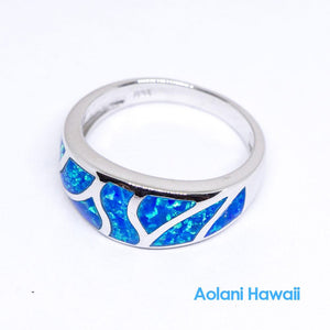 Blue Opal 925 Sterling Silver Inlay Ring