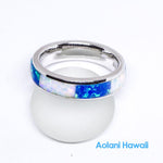 White & Blue Opal 925 Sterling Silver Inlay Ring