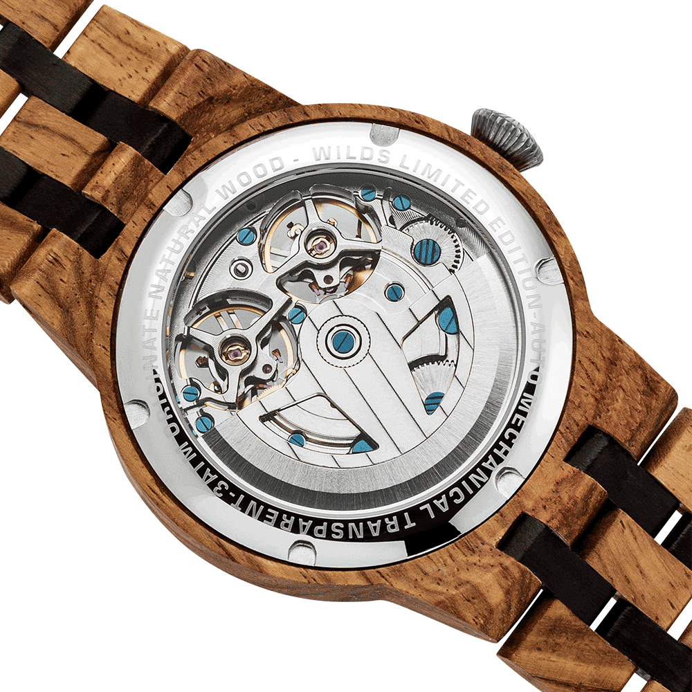 NEW - Men's Dual Wheel Automatic Ambila Wood Watch