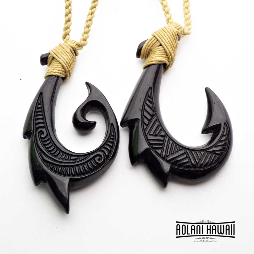 Handmade Hawaiian Black Buffalo Bone Fishhook Pendant Necklace – Aolani  Hawaii