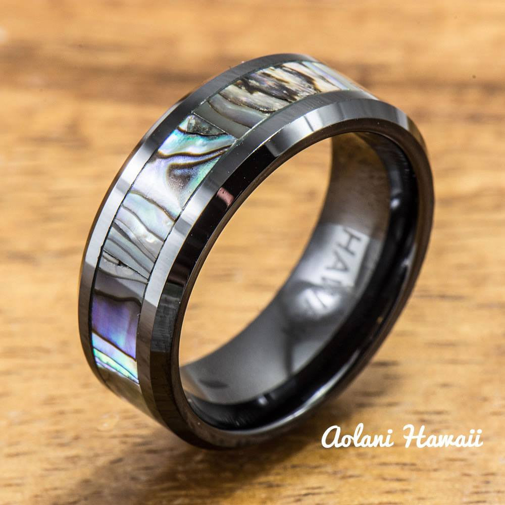 Black Ceramic and Tungsten Pair Rings (5mm & 8mm width) - Aolani Hawaii - 2