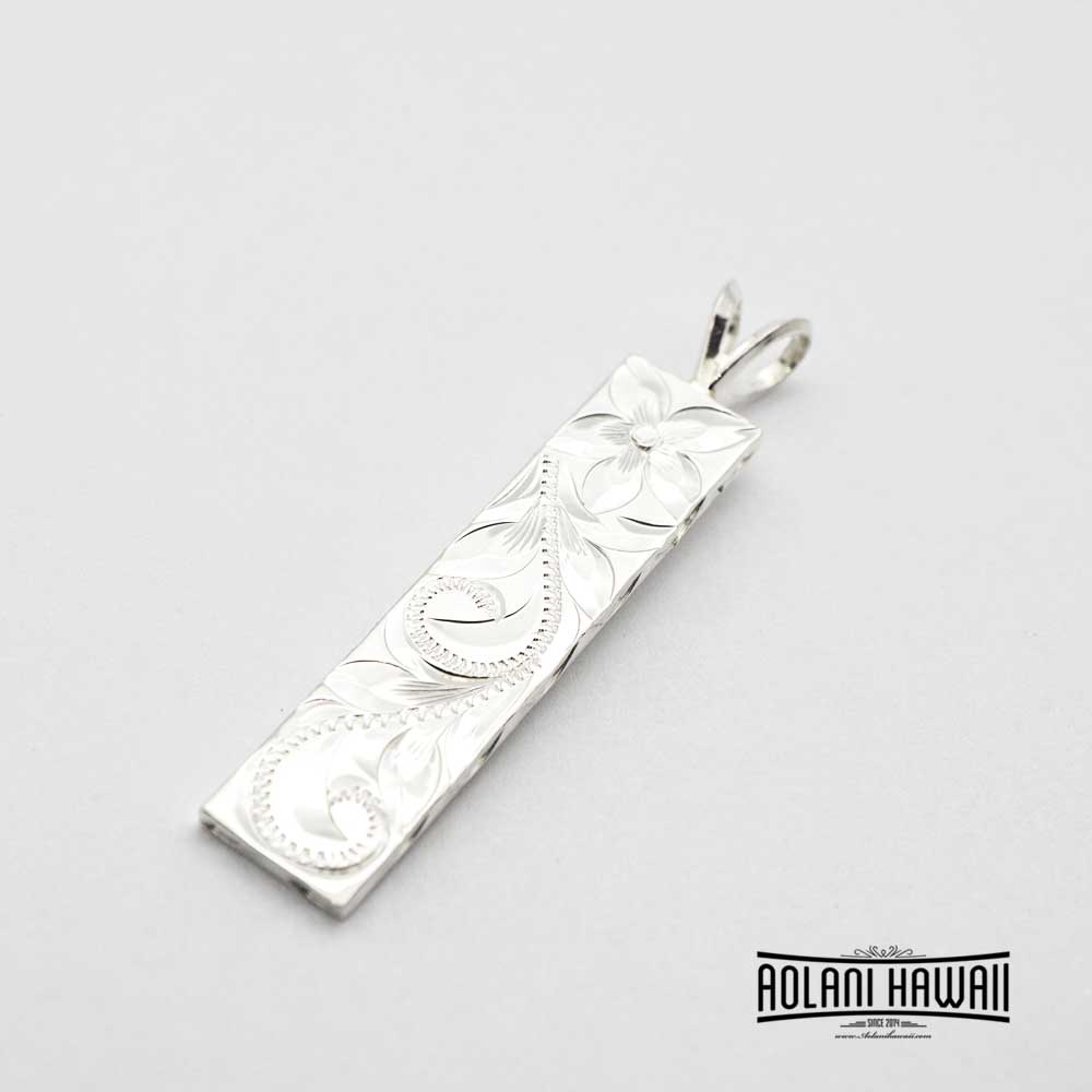 Engraved Silver Pendant Necklace