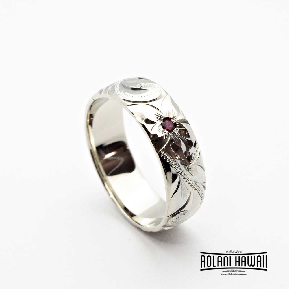 Handmade Hawaiian Ring 14k Gold Ring with Birth Stone