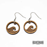 Handmade Koa Wood Ocean Wave Earring Pierce