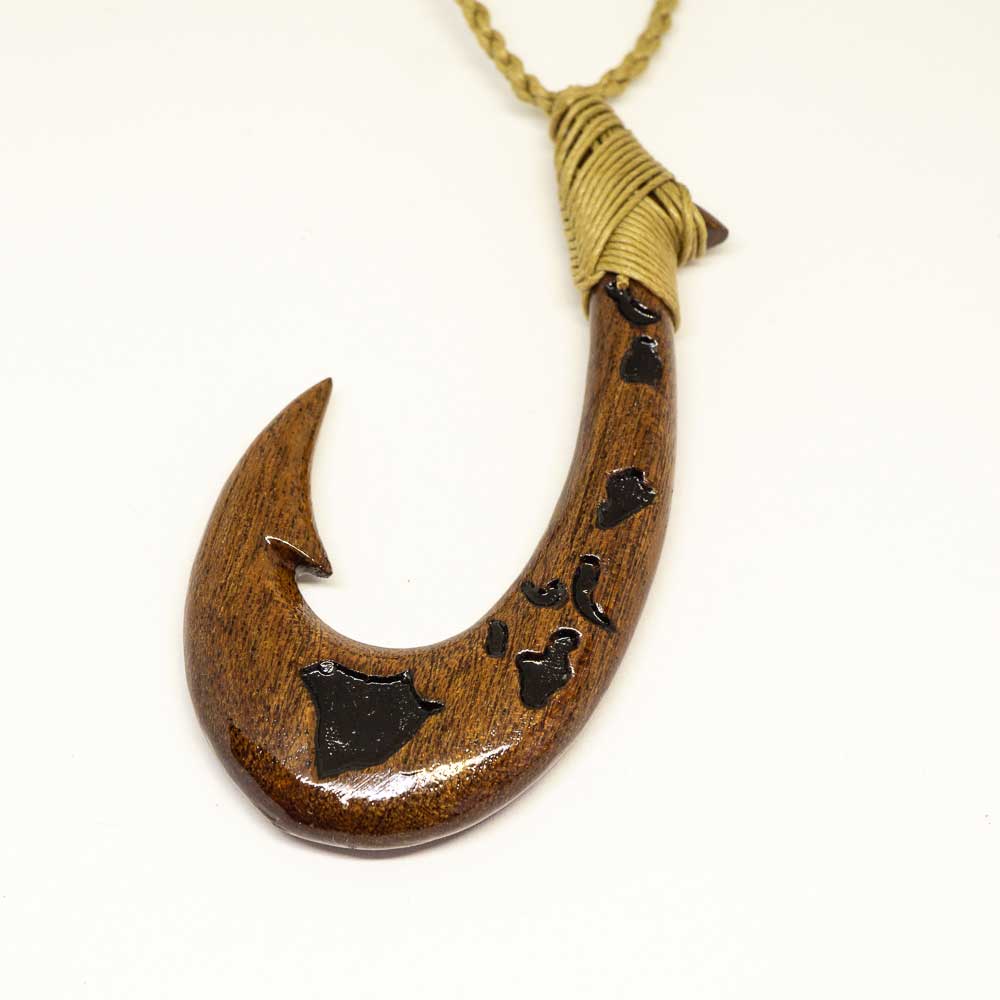 アクセサリー seya handmade wooden necklace Koa Wood Handmade Fishhook Pendant Necklace – Aolani Hawaii