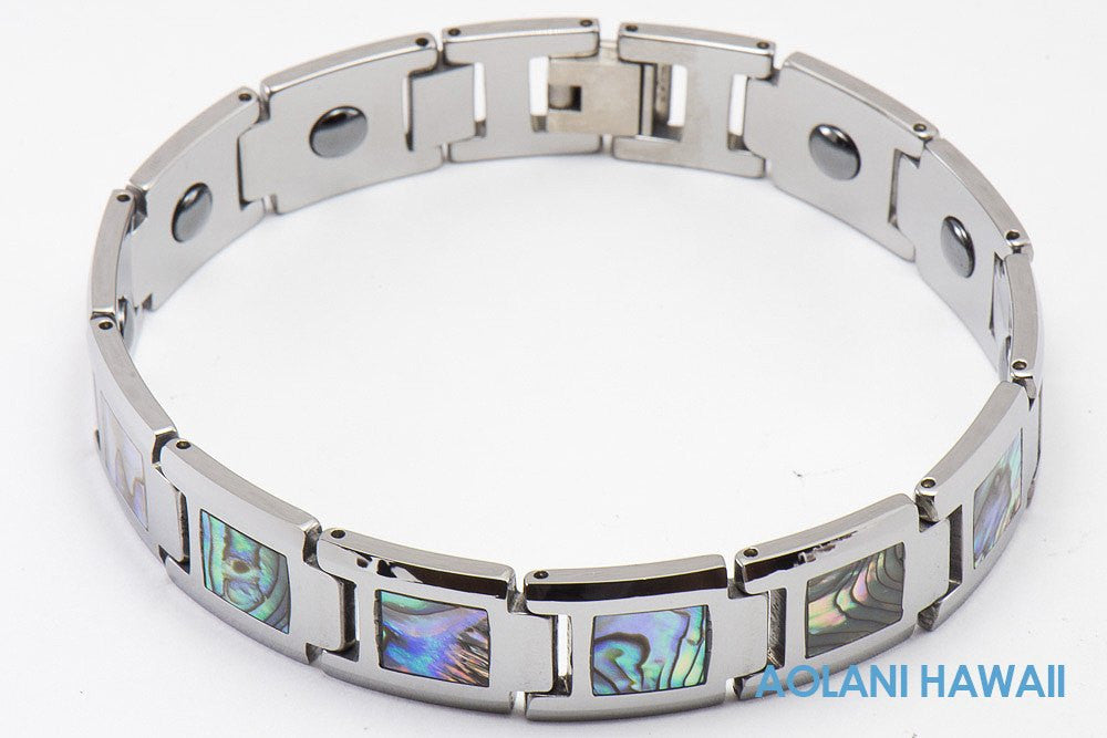 Abalone Tungsten Carbide Bracelet (14mm width, 8" inch in length) - Aolani Hawaii - 1