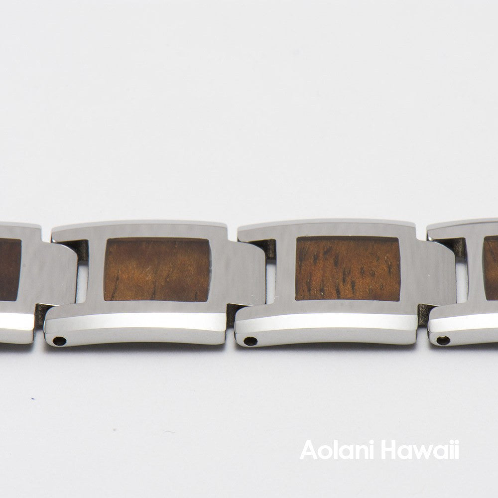 Koa Wood Tungsten Carbide Bracelet (14mm width, 9" inch in length) - Aolani Hawaii - 2