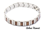 Koa Wood Bracelet handmade with Tungsten Carbide (10mm width, 8.5" inch in length) - Aolani Hawaii - 1