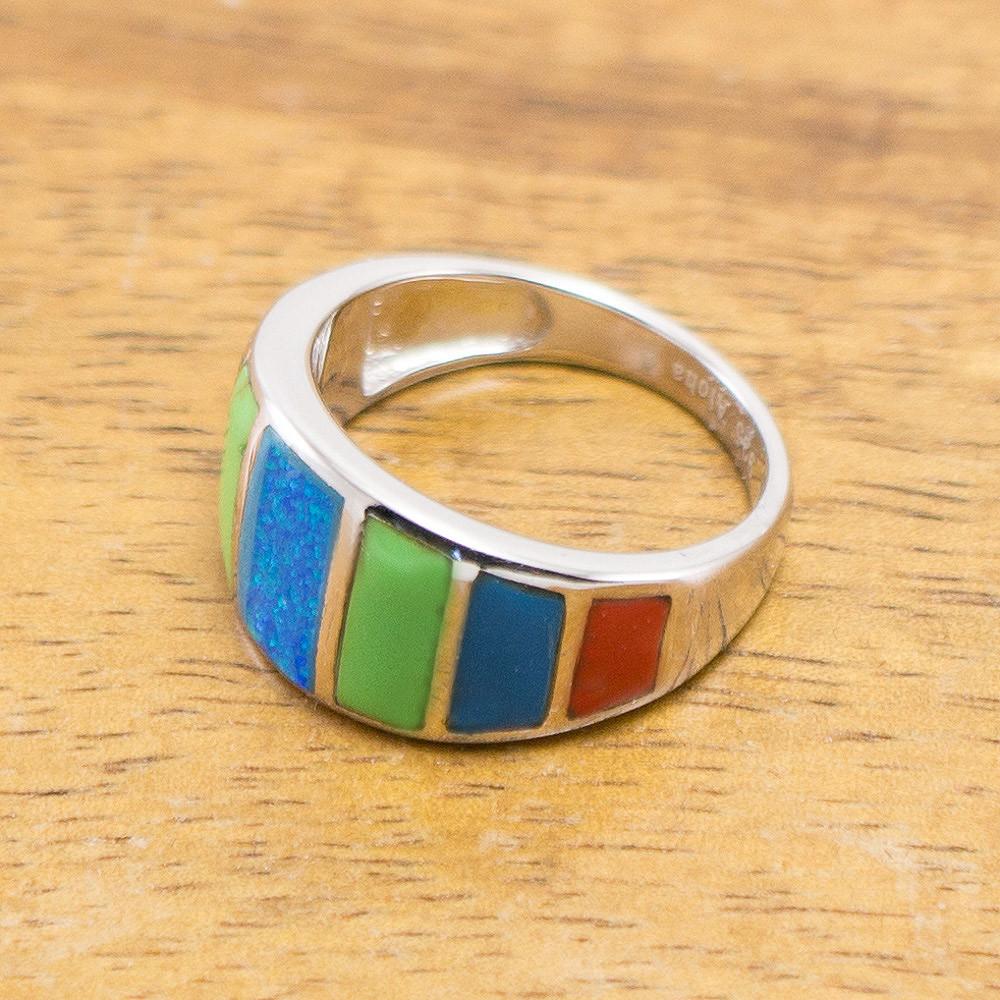 925 Sterling Silver Stone Inlay Ring