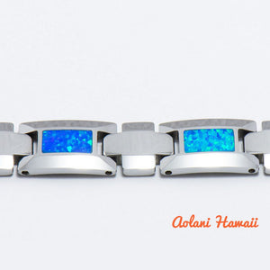 Opal Bracelet handmade with Tungsten Carbide (10mm width, 8" inch in length) - Aolani Hawaii - 2