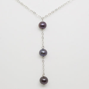 Triple Pearl Necklace Pendant with Sterling Silver Chain