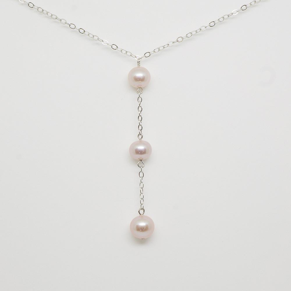 Triple Pearl Necklace Pendant with Sterling Silver Chain