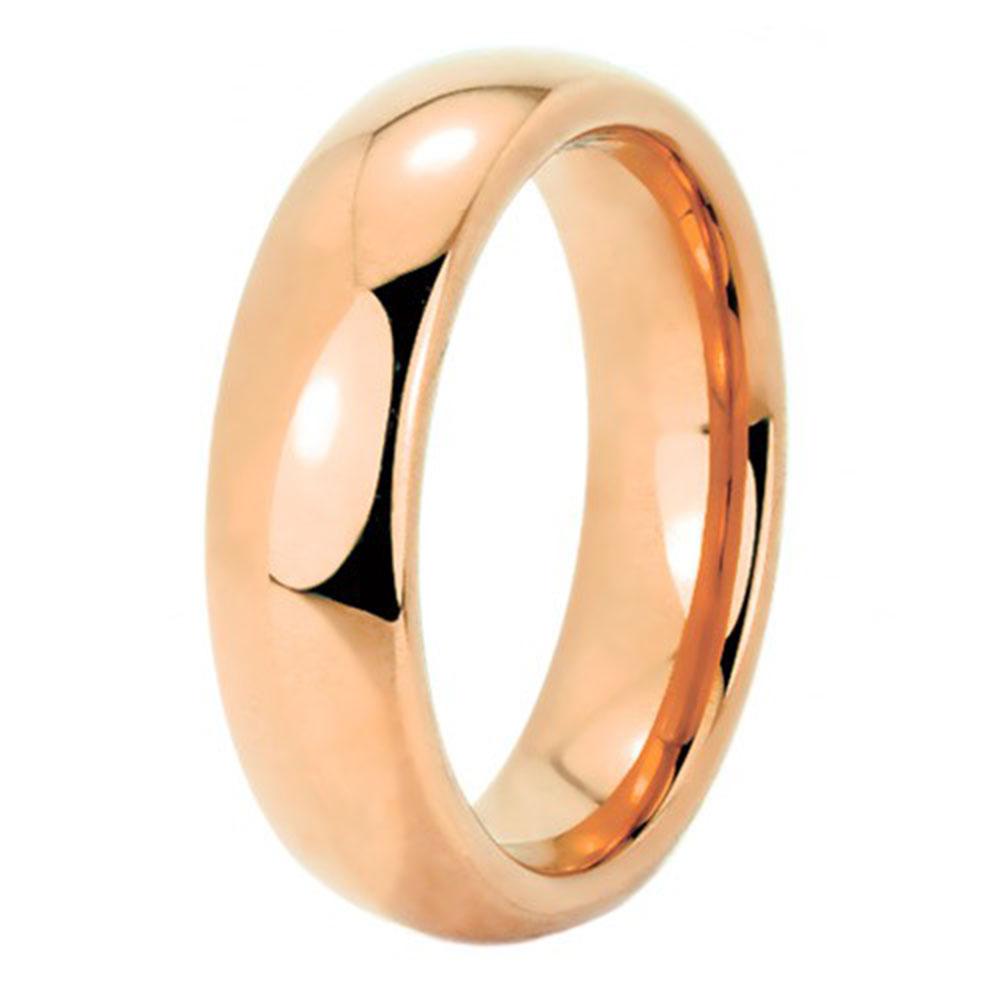 Rose Gold Tungsten Wedding Rings  (6mm - 8mm Width, Barrel style)