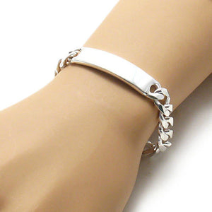 NEW - 11mm (300 Gauge) Sterling Silver Figaro and Cuban Style Link ID Bracelet