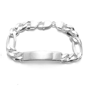 NEW - 11mm (300 Gauge) Sterling Silver Figaro and Cuban Style Link ID Bracelet