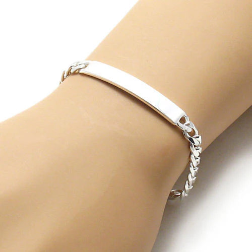 NEW - 7mm (180 Gauge) Sterling Silver Figaro and Cuban Style Link ID Bracelet