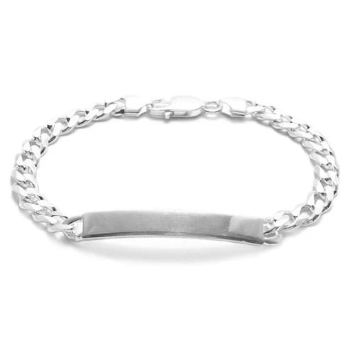 NEW - 7mm (180 Gauge) Sterling Silver Figaro and Cuban Style Link ID Bracelet