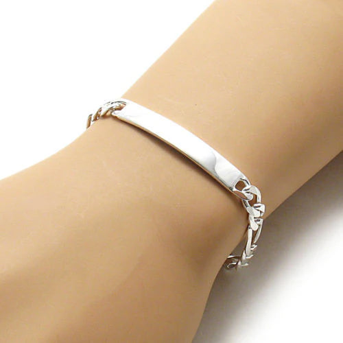 NEW - 7mm (180 Gauge) Sterling Silver Figaro and Cuban Style Link ID Bracelet