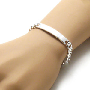 NEW - 8mm (220 Gauge) Sterling Silver Figaro and Cuban Style Link ID Bracelet