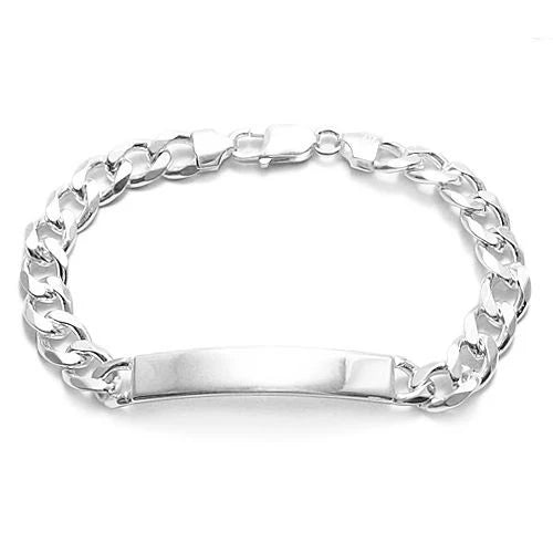 NEW - 8mm (220 Gauge) Sterling Silver Figaro and Cuban Style Link ID Bracelet