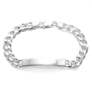 NEW - 8mm (220 Gauge) Sterling Silver Figaro and Cuban Style Link ID Bracelet