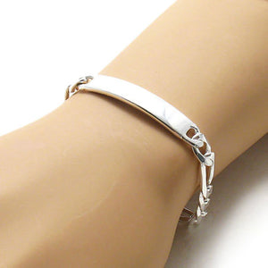 NEW - 8mm (220 Gauge) Sterling Silver Figaro and Cuban Style Link ID Bracelet