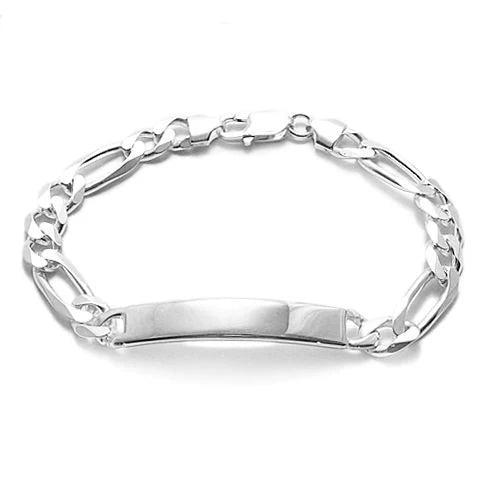 NEW - 8mm (220 Gauge) Sterling Silver Figaro and Cuban Style Link ID Bracelet