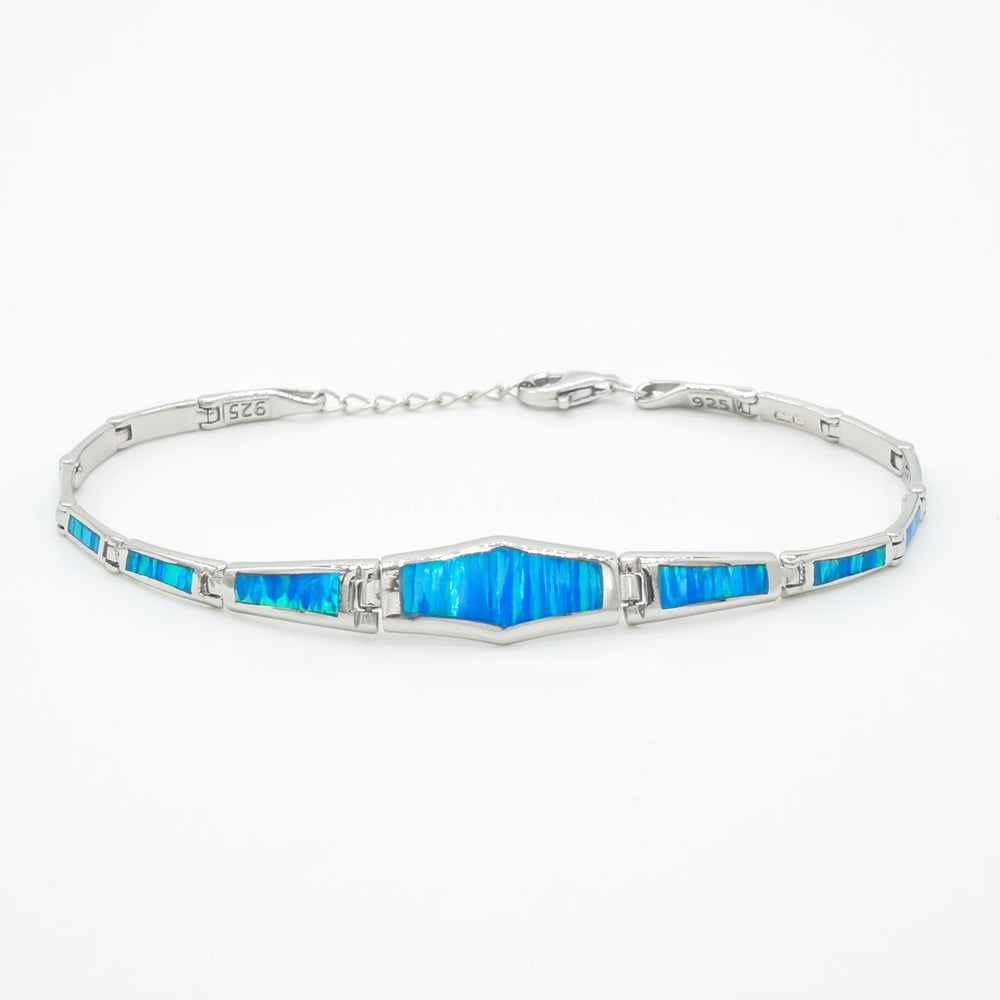 NEW - Sterling Silver Opal Link Bracelet
