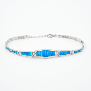 NEW - Sterling Silver Opal Link Bracelet