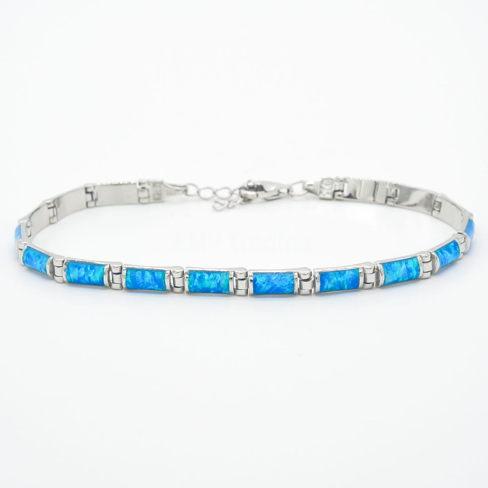 NEW - Deluxe Sterling Silver Opal Link Bracelet