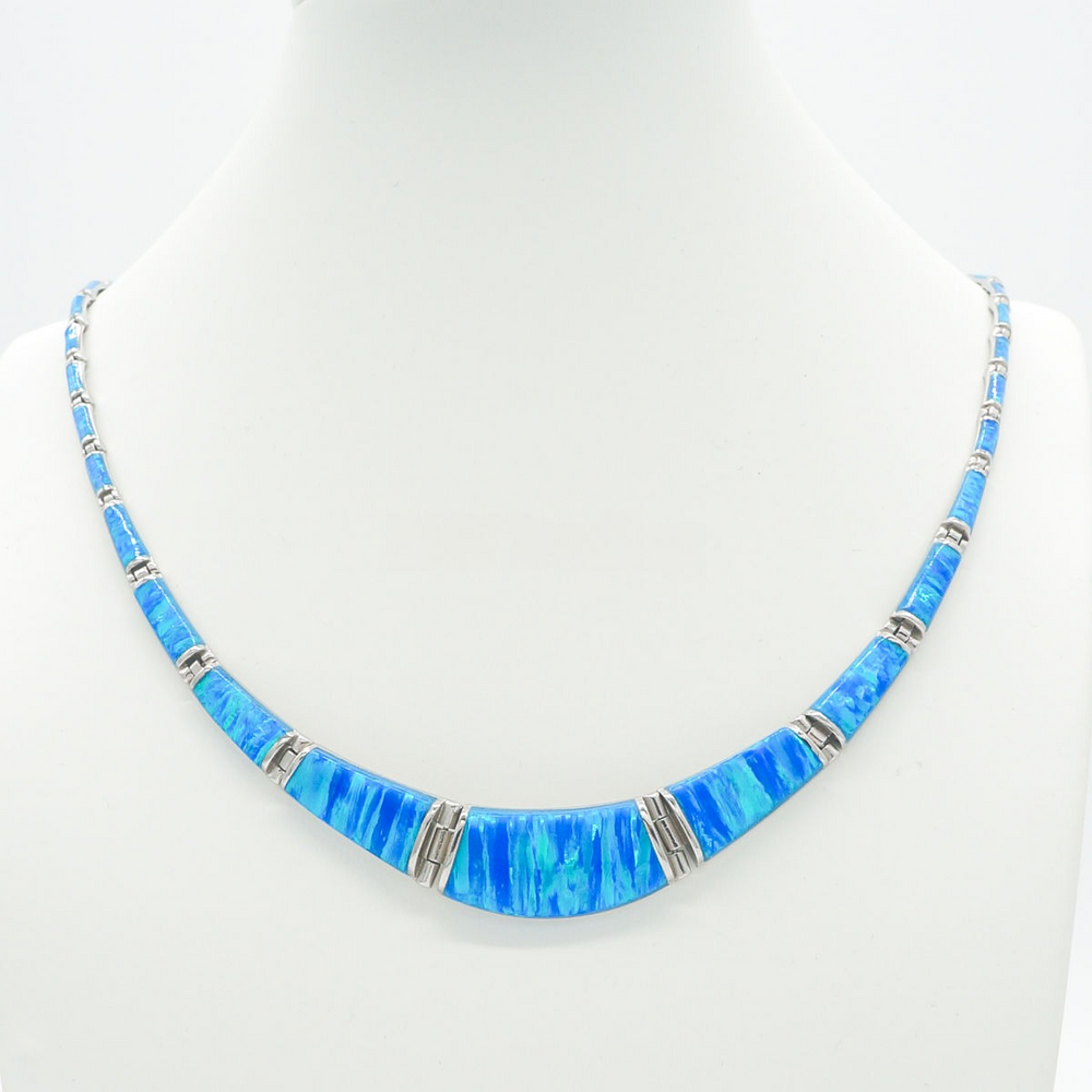 NEW - Opal Sterling Silver Link Necklaces