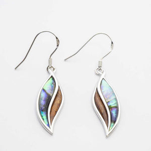 Koa Wood Abalone Leaf Pendant  (FREE Stainless Chain Included)