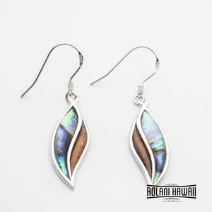 Koa Wood Abalone Leaf Pendant  (FREE Stainless Chain Included)