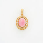 Queen Conch Shell Pendant - Oval CZ Matte (FREE Stainless Chain Included)