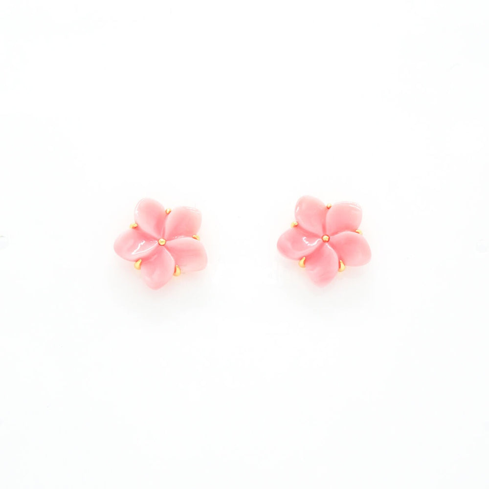 Queen Conch Shell Plumeria Post Earring