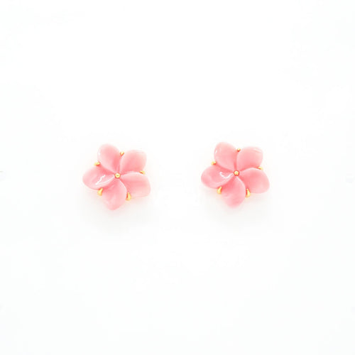 Queen Conch Shell Plumeria Post Earring