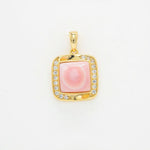 Queen Conch Shell Pendant - CZ Slide Square  (FREE Stainless Chain Included)