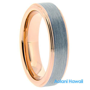 
            
                Load image into Gallery viewer, Rose Gold Brushed Tungsten Wedding Rings  (6mm Width, Flat style)
            
        