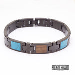Koa Wood Turquoise Ion Plated Black Stainless Steel Bracelet