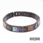 Koa Wood Abalone Ion Plated Black Stainless Steel Bracelet