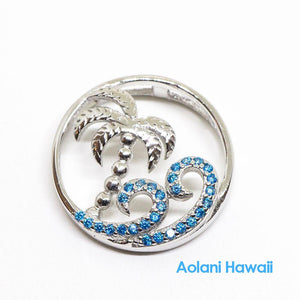 
            
                Load image into Gallery viewer, Palm Tree Ocean Wave Sterling Silver Pendant
            
        