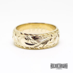 14K Gold Hawaiian Traditional Two Tone Ring ( 6mm x 8mm Width)