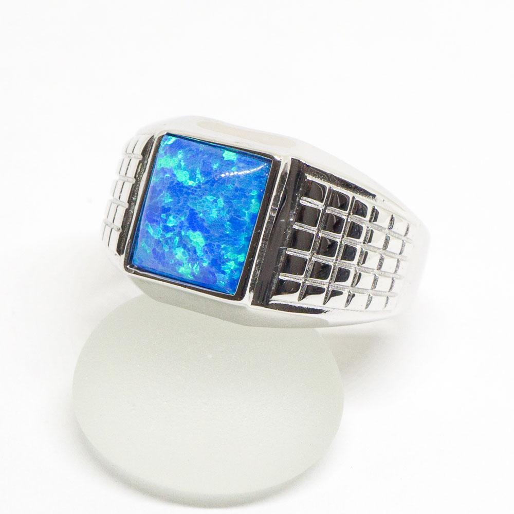
            
                Load image into Gallery viewer, Sterling Silver Blue Opal Inlay Ring
            
        