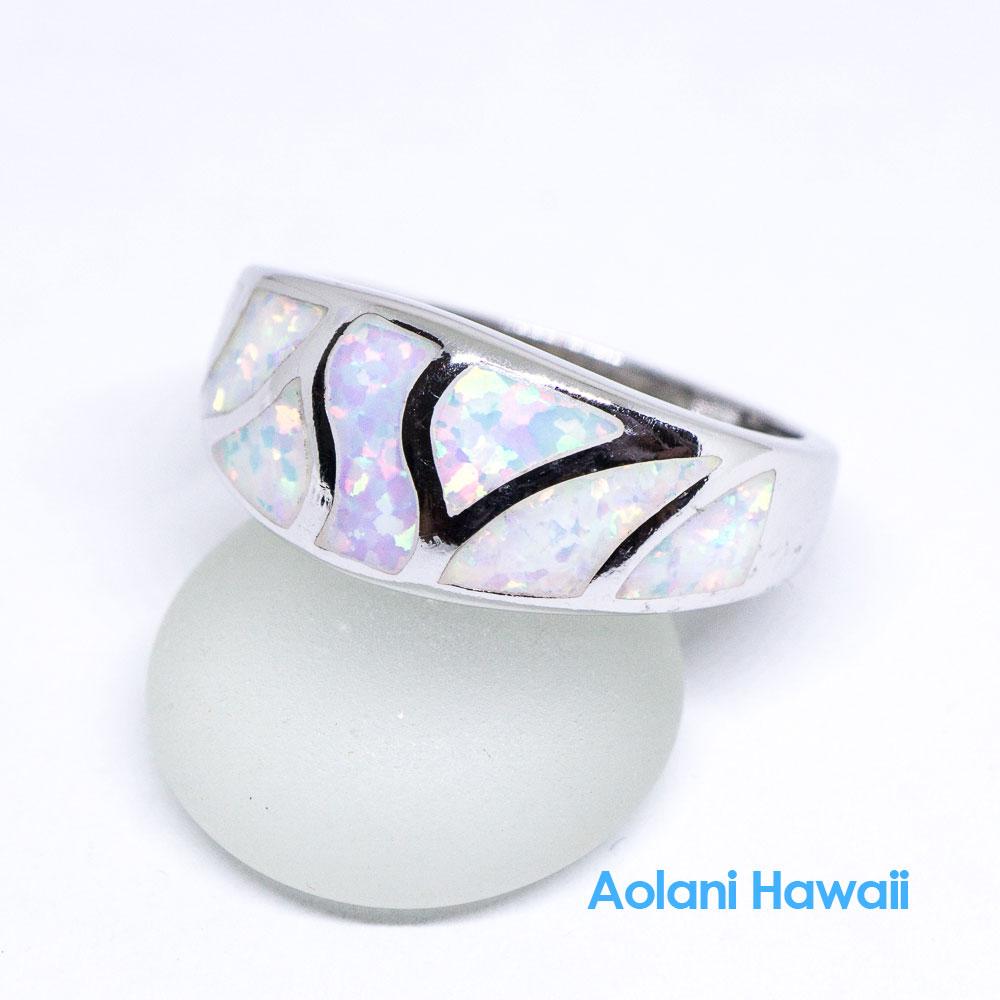 White Opal 925 Sterling Silver Inlay Ring