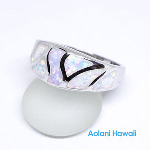 White Opal 925 Sterling Silver Inlay Ring