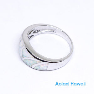 White Opal 925 Sterling Silver Inlay Ring