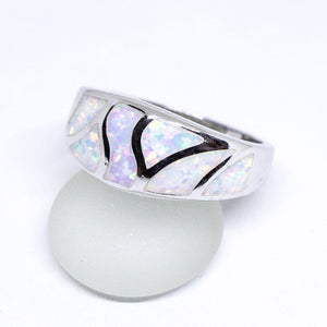 White Opal 925 Sterling Silver Inlay Ring