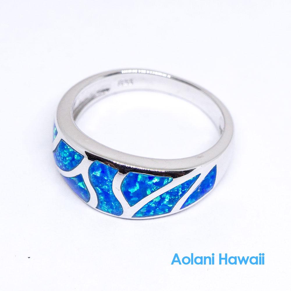 Blue Opal 925 Sterling Silver Inlay Ring