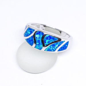 Blue Opal 925 Sterling Silver Inlay Ring